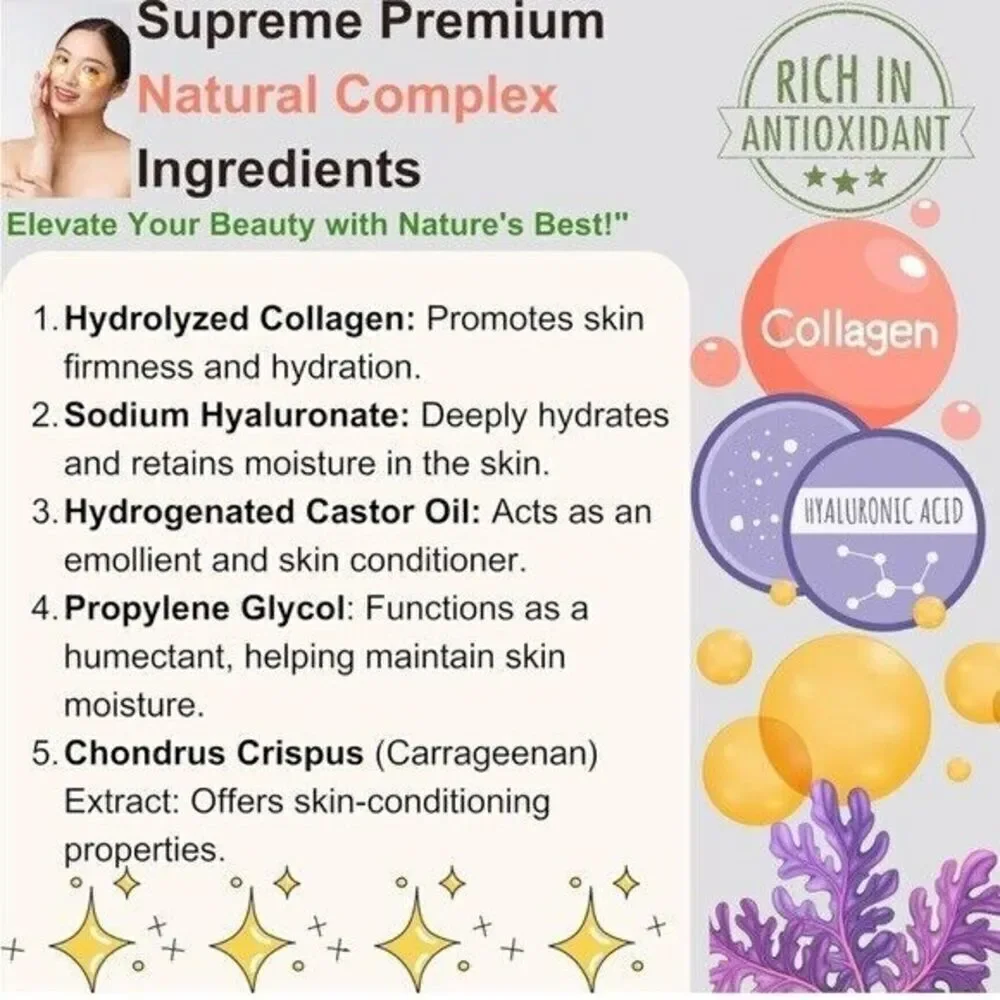 Under Eye Mask (60 PCS)Fucus Antioxidant Patches pads Hyaluronic Acid Collagen